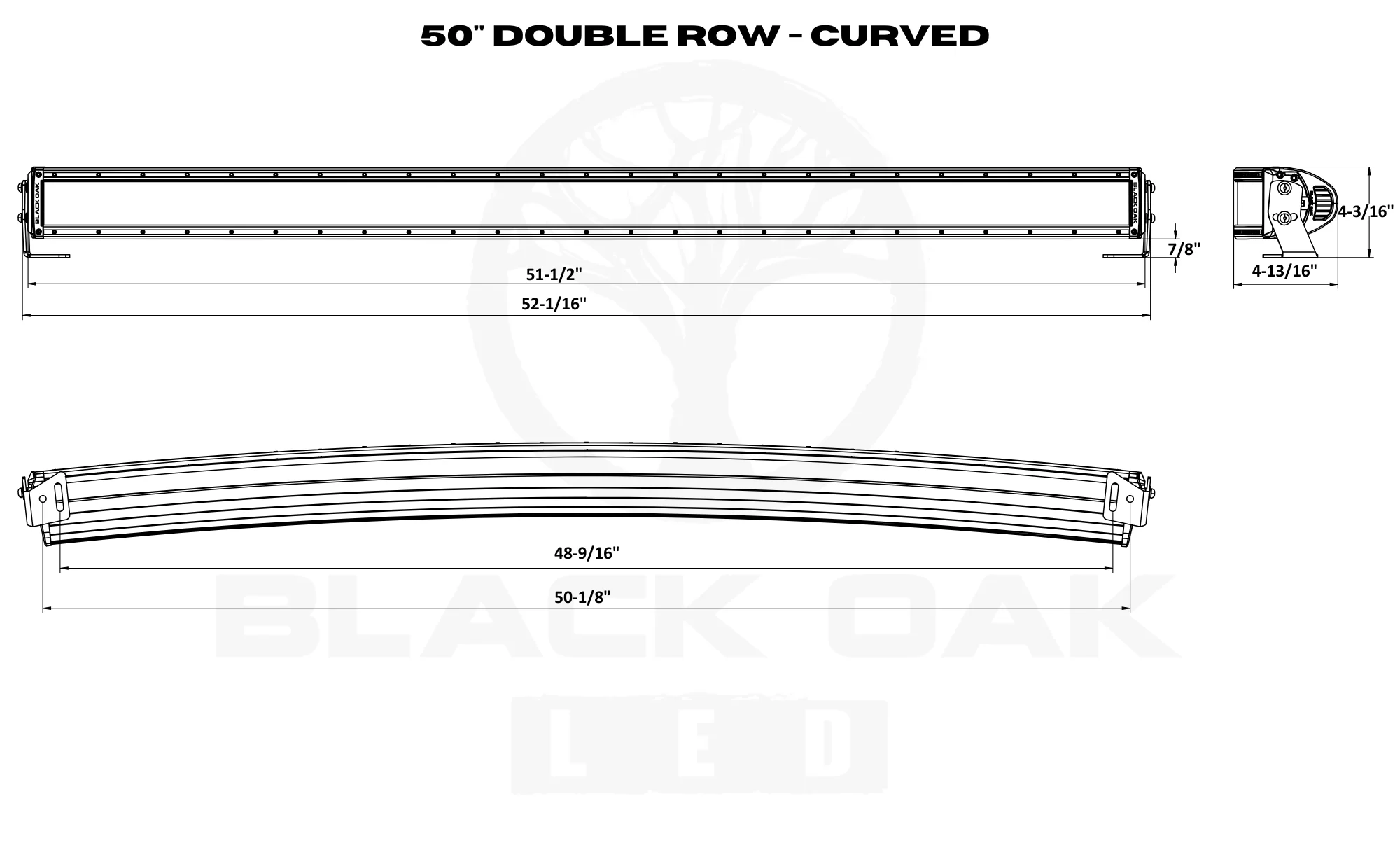 50 Inch Curved Green LED Hog Hunting LED Light Bar - Combo Optics - Black Oak LED Pro Series 3.0 - Image 6